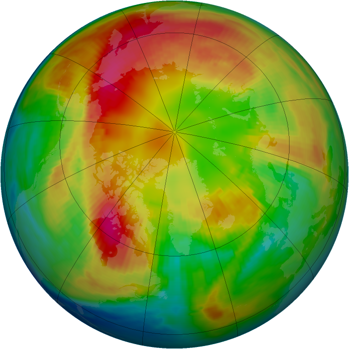 Arctic ozone map for 21 February 1988